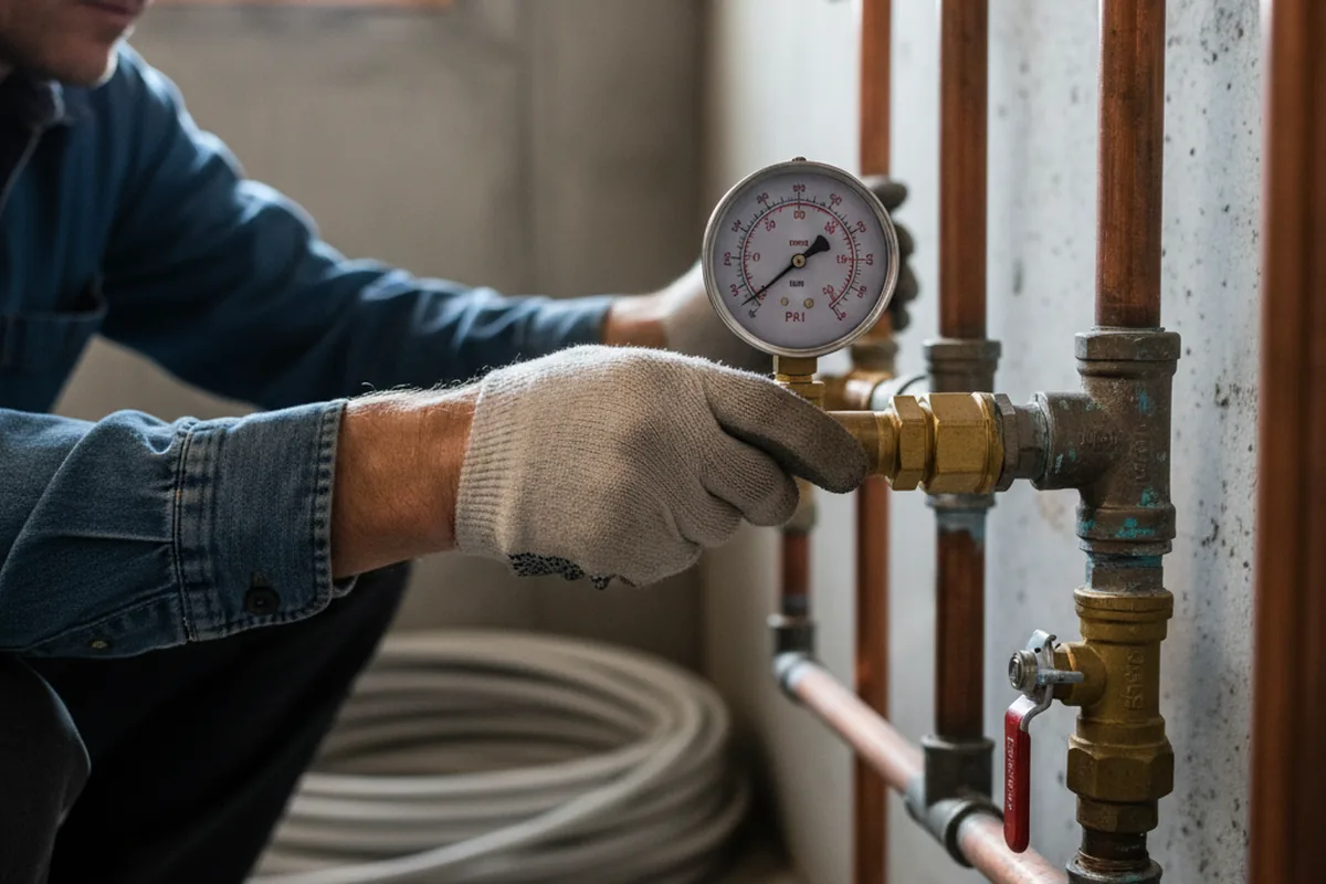 Pressure testing a repaired line during Water Line Repair in North Attleboro